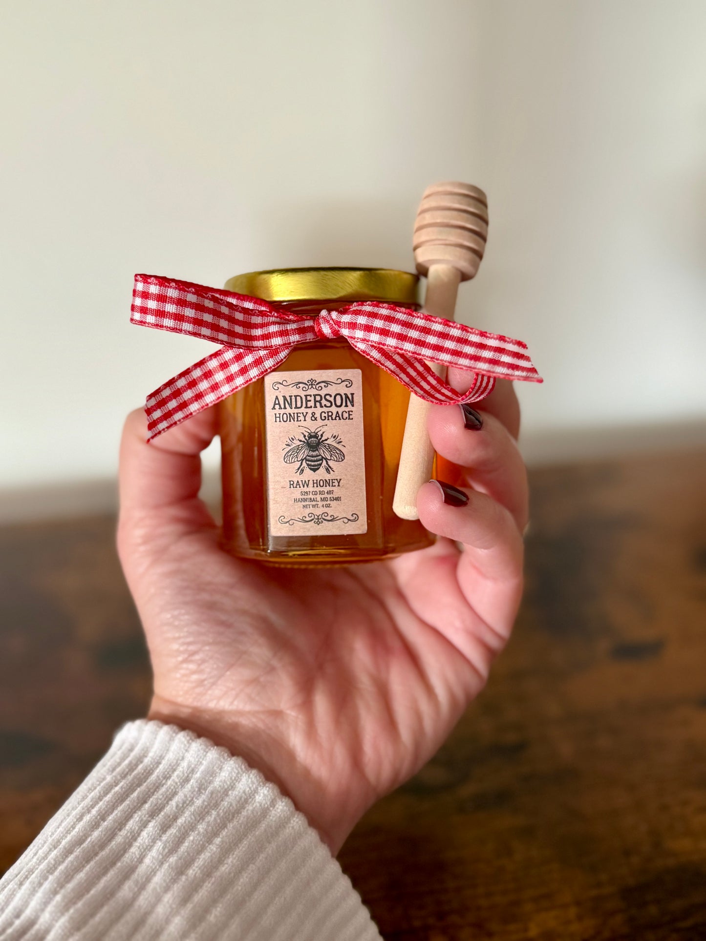 4oz Raw Honey Hexagon Jar Christmas Special